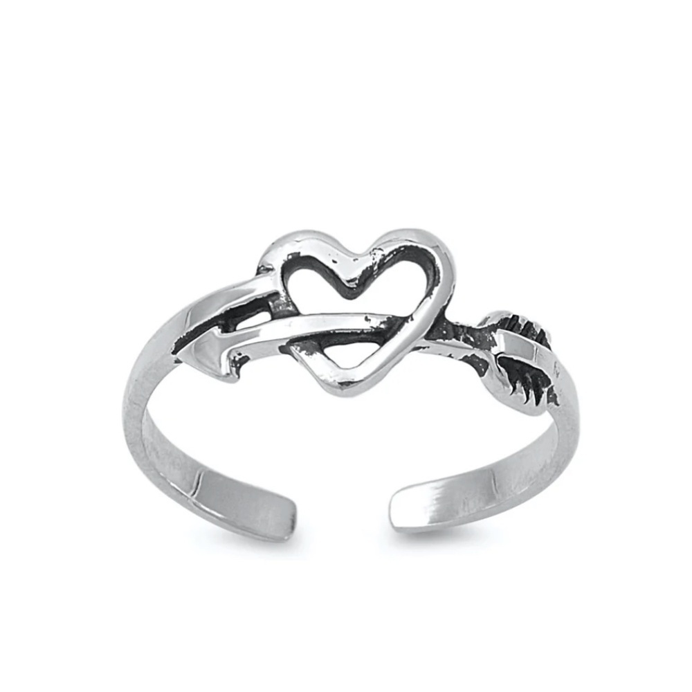 💘 Sterling Silver Heart & Arrow Toe Ring
